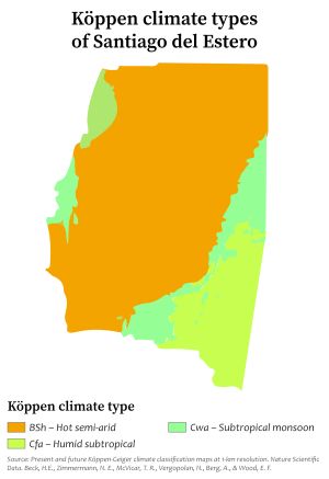 산티아고델에스테로 주의 쾨펜 기후 지도