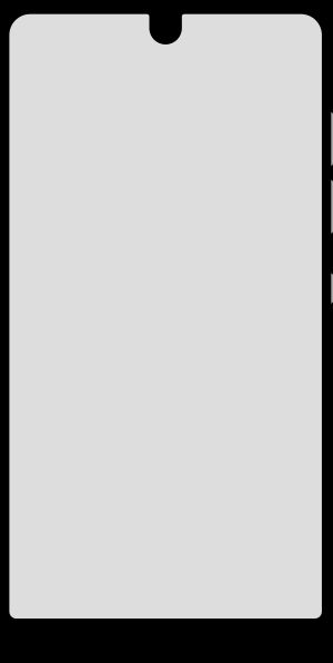 화면 개략도. 전면 카메라를 위한 노치가 있다.