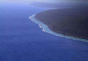 2008년, 환초 해안선의 항공 사진