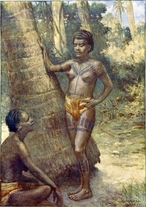 1911년 렌넬섬의 문신한 여성들.