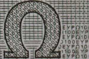 100유로 지폐의 미세 인쇄(ES1)