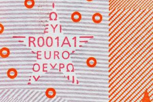 최초 지폐 시리즈의 10유로 지폐에 있는 인쇄 코드