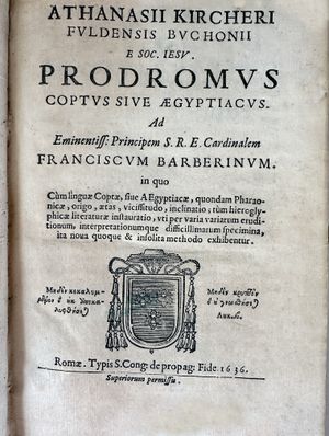 아타나시우스 키르허, Prodromus Coptus Sive Aegyptiacus, 로마 1636