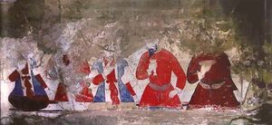 루란 묘의 벽화, 서기 220–420년. 루란 박물관