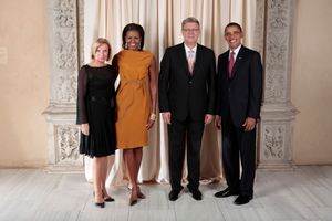 발디스 자틀레르 대통령과 영부인 릴리타 자틀레레가 버락 오바마 대통령과 미국 영부인 미셸 오바마와 함께