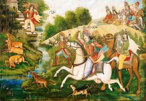 바흐람 5세의 사냥 모습을 그린 20세기 삽화