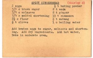 매운 진저브레드 레시피, 미시간 1950년경