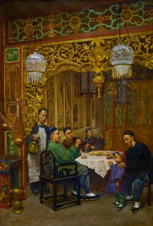 Theodore Wores, 1884, 중국 식당, 캔버스에 유채, 83 x 56 cm, Crocker Art Museum, 새크라멘토