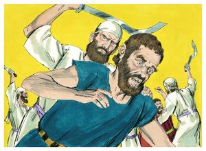 레위인들이 금송아지를 숭배한 이스라엘 백성 약 3,000명을 죽였다(1984년 Jim Padgett의 삽화).