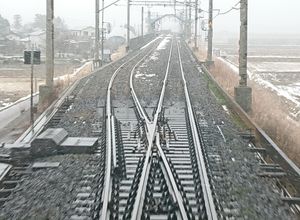 구비키역의 가동 노즈 크로싱