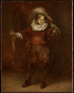 리틀 다르타냥의 톤 다운된 갈색과 붉은색 팔레트는 카리에르의 1880년대 중반 작품의 전형적인 특징이다. 외젠 카리에르, 리틀 다르타냥, c. 1880–85, 캔버스에 유채. 클라크 미술관