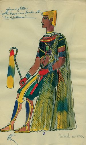 마요가 디자인하고 호크스가 메모한 파라오 의상