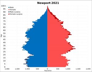 2021년 뉴포트의 인구 피라미드