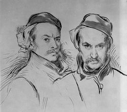 쥘과 에드몽 드 공쿠르, 알프레드 드오댕크의 미발표 그림, 하버드 미술관.