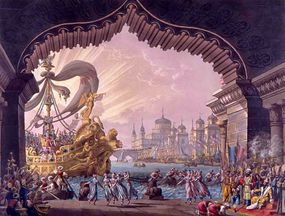 마이어베어의 이집트의 십자군 제1막의 프란체스코 바냐라가 디자인한 무대 세트