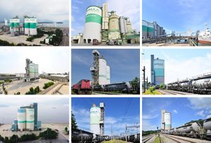 한라시멘트 광양공장·포항공장·인천공장·온산유통기지·의왕유통기지·매포유통기지·창원유통기지·음성유통기지·초성리유통기지(상단 왼쪽부터)