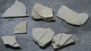 조개 껍질에서 얻은 탄산 칼슘 덩어리