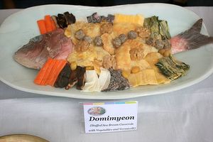 도미면, 채소와 버미첼리를 곁들인 도미 찜