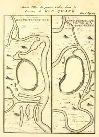 두 할드의 1735년 저서 중국지에 실린 "황저우푸"와 "융저우푸" 지도. 예수회 중국 선교의 기록을 바탕으로 함.