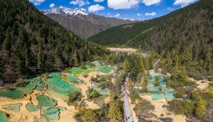 정옌 연못의 항공 사진