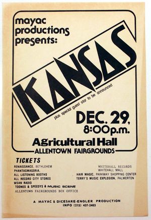 캔자스의 1976년 앨런타운 콘서트 프로모션 포스터