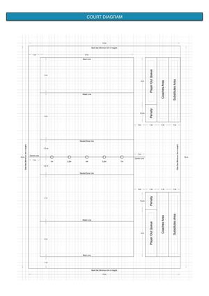 World Dodgeball Association에서 사용하는 피구 코트