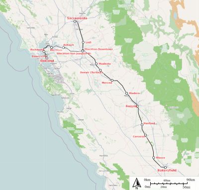 암트랙 캘리포니아 샌와킨스 노선도