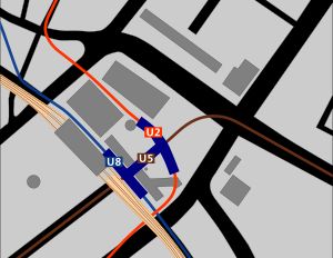 알렉산더플라츠역의 도시철도역 지도