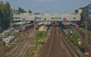 서쪽에서 바라본 포츠담 중앙역의 선로