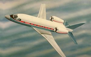 전통적인 꼬리 날개를 가진 초기 LearStar 600 컨셉