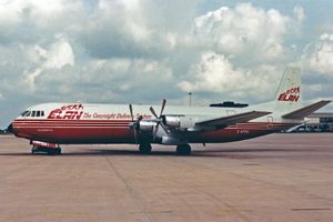 1987년 맨체스터 공항에서 Elan Air의 전 비커스 뱅가드 항공기.