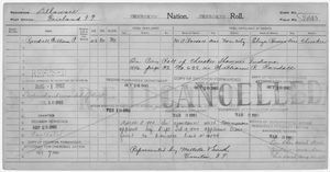 20세기 초 오클라호마주 페어랜드의 체로키 인구 조사 카드 예시