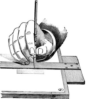 《장식 디자인 교과서》(1901)에서 줄긋기 펜 사용법을 보여주는 삽화