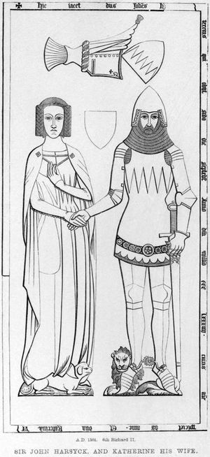 1384년}})의 비문, 사우스 에이커 교회, 노퍽