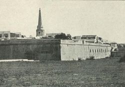 Corner of Fort St. George with cathedral, ca.1905