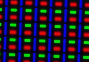 갤럭시 노트 II의 S-스트라이프 RGB (비-펜타일) 서브 픽셀 사진