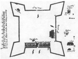 스페인이 그린, 프레시디오 산타 마리오 데 갈베의 구상도(1699년)
