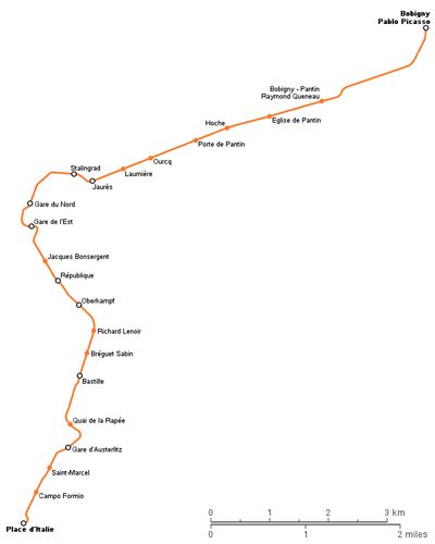 파리 메트로 5호선 노선도