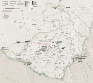 빅 벤드 국립공원 지도(지도를 클릭하면 확대됩니다)