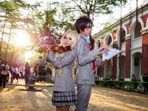 코스프레 카오리 미야조노와 아리마 코세이