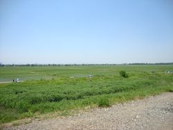 사이타마현 사이타마시 내 아라카와강 좌안의 강변 부지. 인근 강변 부지 폭은 2km에 이른다.