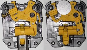 전형적인 쇼핑 카트 잠금 장치의 메커니즘