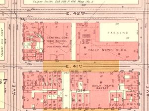 1955년경 뉴욕 데일리 뉴스 빌딩 및 차고 지도