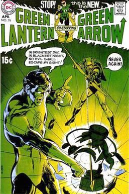 Green Lantern/Green Arrow #76 (1970년 4월). 표지 그림은 애덤스.