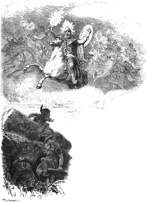 수르트를 선두로 진군하는 무스펠의 군세.