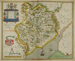 크리스토퍼 색스턴의 1577년 몬머스셔 손으로 그린 지도