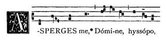성수 예식 때 부르는 성가 아스페르제스 메의 도입부 악보 (통합 성가집 발췌)