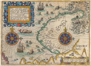 테오도르 드 브리가 1601년에 그린 지도, 네덜란드 탐험가 빌럼 바렌츠의 북동항로 탐험을 묘사함