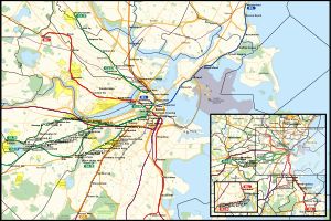 2022년 보스턴 지하철 시스템의 축척 지도