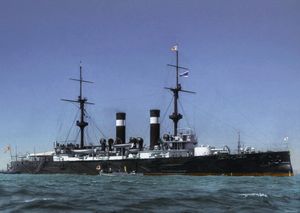  정박 중인 아사마의 컬러 사진, 플리머스, 1902년